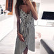 Deep V-neck Striped Summer Dress Women Sexy Spaghetti Strap Lace Up Dresses Summer Ladies Fashion Hem Irregular Dress Vestidos