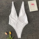 Deep v-neck neon swimwear women 2019 monokini shirred one piece swimsuit white push up swimming bathing suit for women beachwear