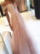 Evening Dress 2019 Plus Size In Turkey Off the Shoulder A-Line Off-the-Shoulder Floor-Length Applique Tulle Evening Gown