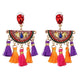 FASHIONSNOOPS Drop Hairball Earring Handmade Tassel Big Earring Dangle Bohemian Large Long Brinco Printing Ear Oorbellen 2018