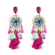 FASHIONSNOOPS Drop Hairball Earring Handmade Tassel Big Earring Dangle Bohemian Large Long Brinco Printing Ear Oorbellen 2018