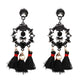 FASHIONSNOOPS Drop Hairball Earring Handmade Tassel Big Earring Dangle Bohemian Large Long Brinco Printing Ear Oorbellen 2018
