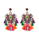 FASHIONSNOOPS Drop Hairball Earring Handmade Tassel Big Earring Dangle Bohemian Large Long Brinco Printing Ear Oorbellen 2018