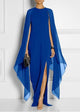 Fashion 2019 Women Batwing Sleeve Split Chiffon Dress Sexy Black Red Blue Purple Runway Cape Maxi Dress Boho Long Robe
