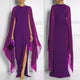 Fashion 2019 Women Batwing Sleeve Split Chiffon Dress Sexy Black Red Blue Purple Runway Cape Maxi Dress Boho Long Robe