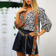 Fashion Leopard Print Patchwork Loose Shirts Women Casual Long Sleeve Vintage Bow Tie Blouse Ladies Sexy Club Shirts High Street