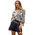 Fashion Leopard Print Patchwork Loose Shirts Women Casual Long Sleeve Vintage Bow Tie Blouse Ladies Sexy Club Shirts High Street