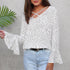 Fashion Polka Dot Loose Chiffon Tops Women Casual V-neck Flare Sleeve Tees Streetwear Female Vintage Sexy Wild T-shirts Autumn