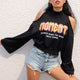 Fashion Print Off Shoulder Loose T-shirts Women Casual O-neck Long Sleeve Pullovers Streetwear Female Sexy Wild Autumn Tops New