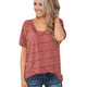 Fashion Striped V-neck Summer Tops Women Casual Solid Short Sleeve Plus Size Tees Streetwear Female Vogue Simple Wild T-shirts