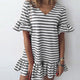 Fashion V-neck Striped Ruffles Loose Dress Women Casual Short Sleeve Mini Summer Dresses Robe Femme Elegant Loose Dress Vestidos