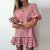 Fashion V-neck Striped Ruffles Loose Dress Women Casual Short Sleeve Mini Summer Dresses Robe Femme Elegant Loose Dress Vestidos