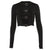 Fashion Woman Hollow Out Rivet Tee Shirts Casual O Neck Crop Tops Female Sexy Choker Long Sleeve Buckle T Shirt Slim Crop Top