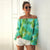 Fashion Women Off Shoulder Tops Summer Floral Print Casual Blouse Shirt Slash Neck Flarel Sleeve Ladies Lace UP Sexy Top