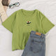 Fashion star embroidery Tee Shirt Femme korean Kawaii T Shirt Women Funny Short Sleeve T-Shirts harajuku white Black Tops Female