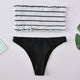 Female Bikini Set Bandeau Striped Swimwear Women Swimsuit Shirred Sexy Low Waist Strapless Sexy Bathing Suit Biquni Bikinis