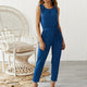 Femme Female Solid Casual Sexy Sleeveless Belt Long Jumpsuit Hot Summer Holiday Office Ladies O-neck Romper Women Clothes 2019