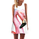 Flamingo Floral Print A-Line Dress Women Sleeveless Beach Boho Summer Dresses Sexy Lady Party Short Shift Dresses Casual Vestido