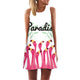 Flamingo Floral Print A-Line Dress Women Sleeveless Beach Boho Summer Dresses Sexy Lady Party Short Shift Dresses Casual Vestido