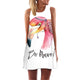 Flamingo Floral Print A-Line Dress Women Sleeveless Beach Boho Summer Dresses Sexy Lady Party Short Shift Dresses Casual Vestido