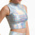 Flashing Metallic Colors Bodycon Crop Tops Sexy Women Turtleneck Sleeveless Tank Top Beach Party Club Vests Festival Rave Tops