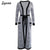 For Women 2 TWO PIECE SET Tie Waist Long Pants Plaid Office Lady Outfit Cloak Maxi Coat Runway Twin Suit X-Long Plus Size Winter