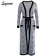 For Women 2 TWO PIECE SET Tie Waist Long Pants Plaid Office Lady Outfit Cloak Maxi Coat Runway Twin Suit X-Long Plus Size Winter