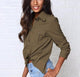 For women criss-cross with open back shirt Blouses Tops Sexy backs with long sleeves turn-down collar autumn solid  shirt