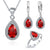 Free Ship Purple Jewelry Sets Water Drop Cubic Zirconia CZ Stone 925 Sterling Silver Color Earrings Necklaces Finger Rings