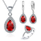 Free Ship Purple Jewelry Sets Water Drop Cubic Zirconia CZ Stone 925 Sterling Silver Color Earrings Necklaces Finger Rings