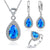 Free Ship Purple Jewelry Sets Water Drop Cubic Zirconia CZ Stone 925 Sterling Silver Color Earrings Necklaces Finger Rings