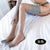 Fully fashioned Keyhole 15D Womens seamed Retro Cuban heel back striped black stockings,transparent Silk long knee high socks