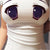 Funny Prank Print Big Eyes Anime Cartoon Cute T-shirt Expression Straitjacket Short Sleeve T-shirt  Tops Women