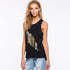 Gold Stamping Feathers Tank Tops Women Casual O-neck Sleeveless Loose T-shirts Female Fashion Wild Tees Street wear Summer New