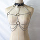 Gothic Leather Link Chain Crop Top Handmade Metal O Rings Hollow Out Tank Top Women Party Top With Collar Choker Sexy Clubwear