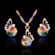 AlphaGal Elegant Luxury Jewelry Set Design Fashion Gold Filled Colorful Austrian Crystal Earrings Necklace Drop Jewelry Sets Women