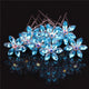 AlphaGal 2017 New Arrival Blue Crystal Flower Hair Stick For Women Bridal Rhinestone U Shaped Wedding Hair pin Headwear