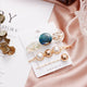 AlphaGal 3pcs Sets New Women Girls Metal Hairpins Imitation Pearl Colorful Beads Hair Clips Geometric Hair Styling Accessories