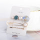 AlphaGal Korea Fashion Women Pearl Metal Hairpins Colorful Beads Hair Clips Barrettes Planet Shape Hair Styling Accessories