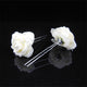 AlphaGal White Rose Flower Pearl Hair Stick Bride Wedding Hair Accessories Women Lace Feather Hair Clip Hairpin Headdress