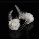 AlphaGal White Rose Flower Pearl Hair Stick Bride Wedding Hair Accessories Women Lace Feather Hair Clip Hairpin Headdress