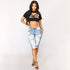 High Waisted Light Blue Hole Shorts Women Five Points Jeans Shorts Female Fashion Hiphop Streetwear Leg Hole Denim Shorts 2019 N