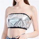 Holographic Metallic Color Strapless Crop Top Women Elastic Seamless Tube Top 2019 Summer Top Party Club Tank Top Bottoming Vest