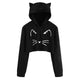 Hot Sale Cat Kitty Print Short Hoodies Women Casual Cat Ear Sweatshirt Hoody Coat Winter Autumn Warm Cloth Dropship 2018 WS&&40