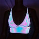 Iridescent Reflective Tank Top Women Shiny Rainbow Colorful Crop Tops Rave Festival Tops Party Night Club Top Bottoming Vest
