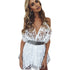 JAYCOSIN Holiday Mini Playsuits Ladies Beach Women's Mesh Solid Color Lace see-through Jumpsuit Womens Sexy Playsuit Romper