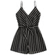 JAYCOSIN Sexy Playsuits Women 2019 Striped Cami Belt Romper Jumpsuit Backless Solid Color Bodysuit Black Jumpsuit Summer Casual