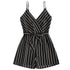 JAYCOSIN Sexy Playsuits Women 2019 Striped Cami Belt Romper Jumpsuit Backless Solid Color Bodysuit Black Jumpsuit Summer Casual