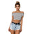 KANCOOLD tops high quality Ladies Off Shoulder Short Sleeve Striped Tops Clothes T-Shirt summer tops for women 2018 ap26