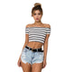 KANCOOLD tops high quality Ladies Off Shoulder Short Sleeve Striped Tops Clothes T-Shirt summer tops for women 2018 ap26